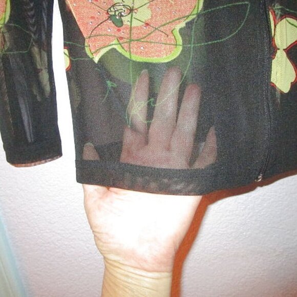 VALENTINA White TIGER Twin Set Size M RHINESTONES 2 Piece TOP & JACKET Vintage - Picture 9 of 12